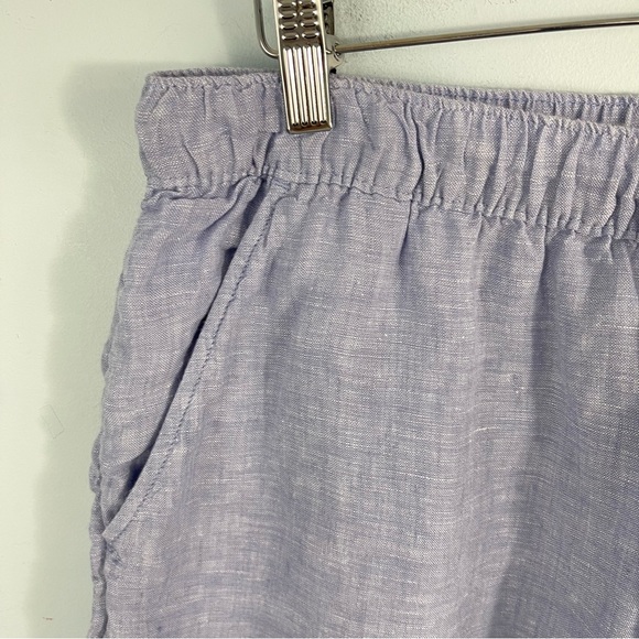 Tahari Plus Size 1X Blue 100% Linen High Rise Pull-On Shorts Pockets - Picture 4 of 10